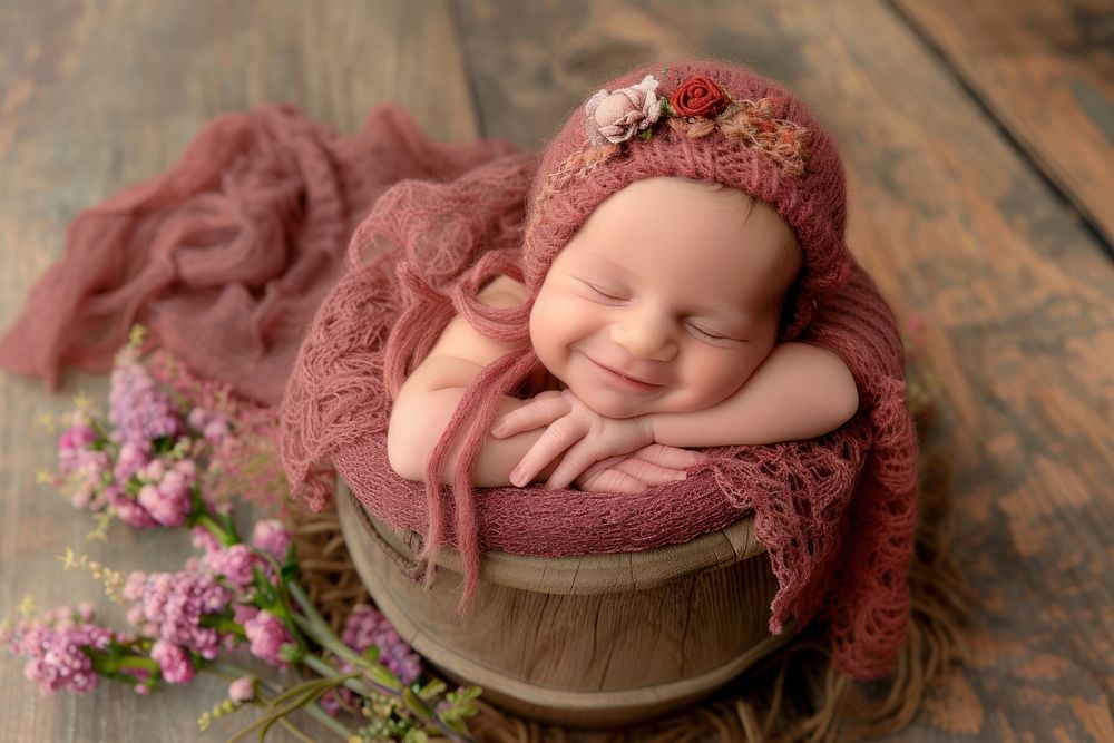Happy baby girl photography portrait newborn.