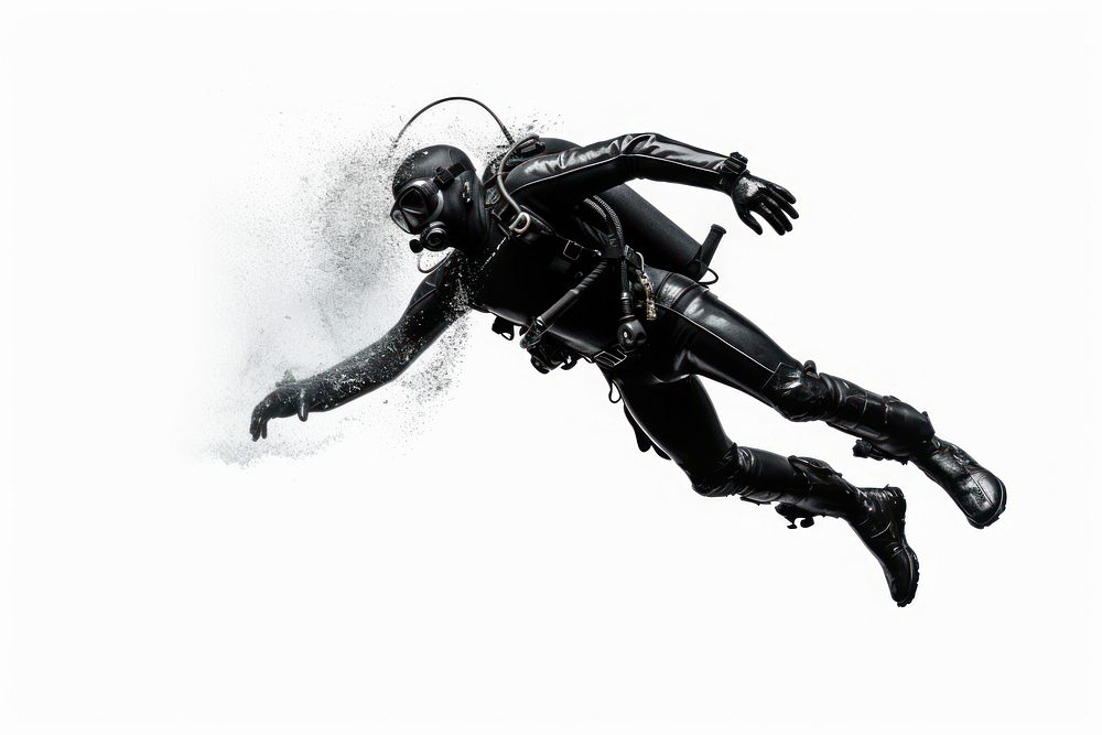 Man scuba diving sports adult white background.