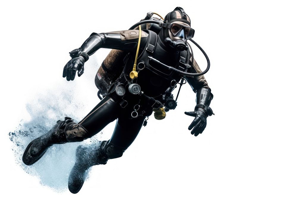 Man scuba diving adventure helmet sports.