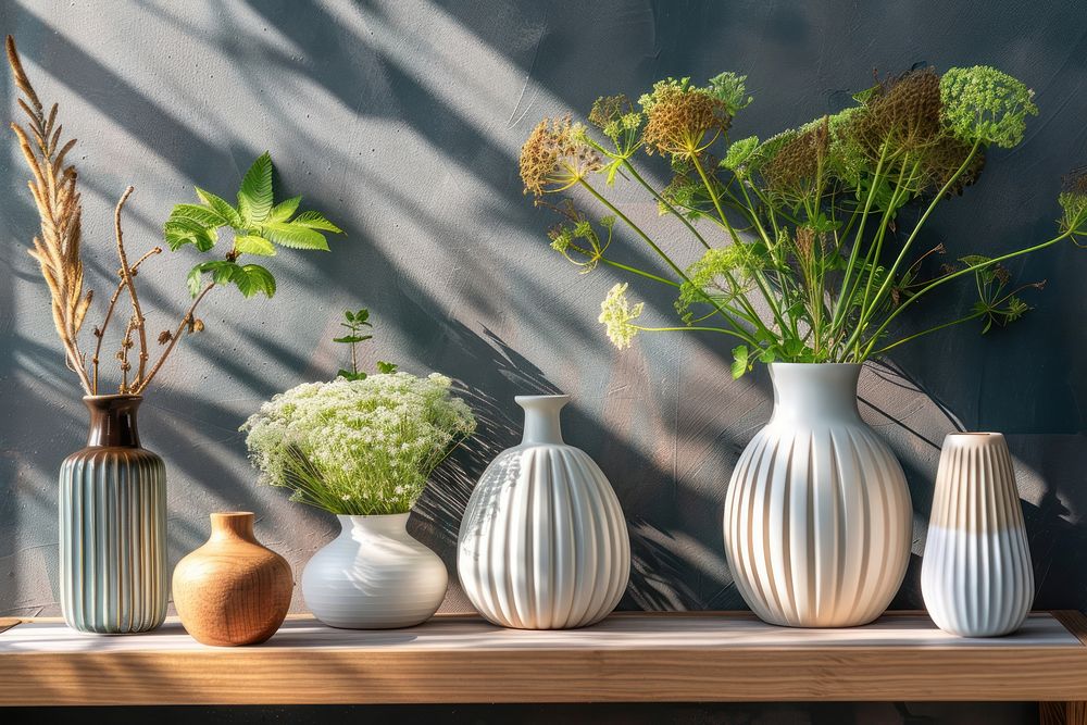 Modern interior design flower plant arrangement.