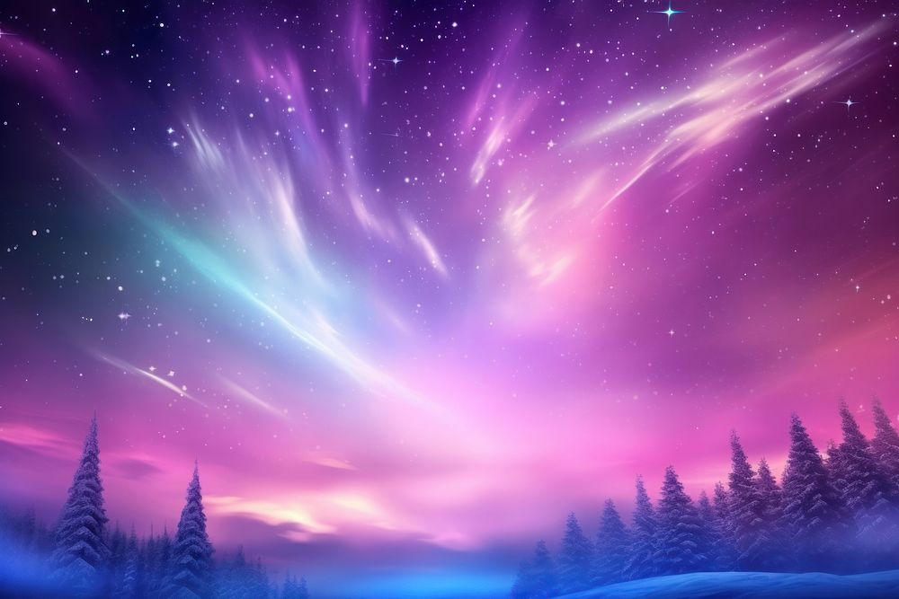 Pastel Aurora light on galaxy backgrounds landscape nature.