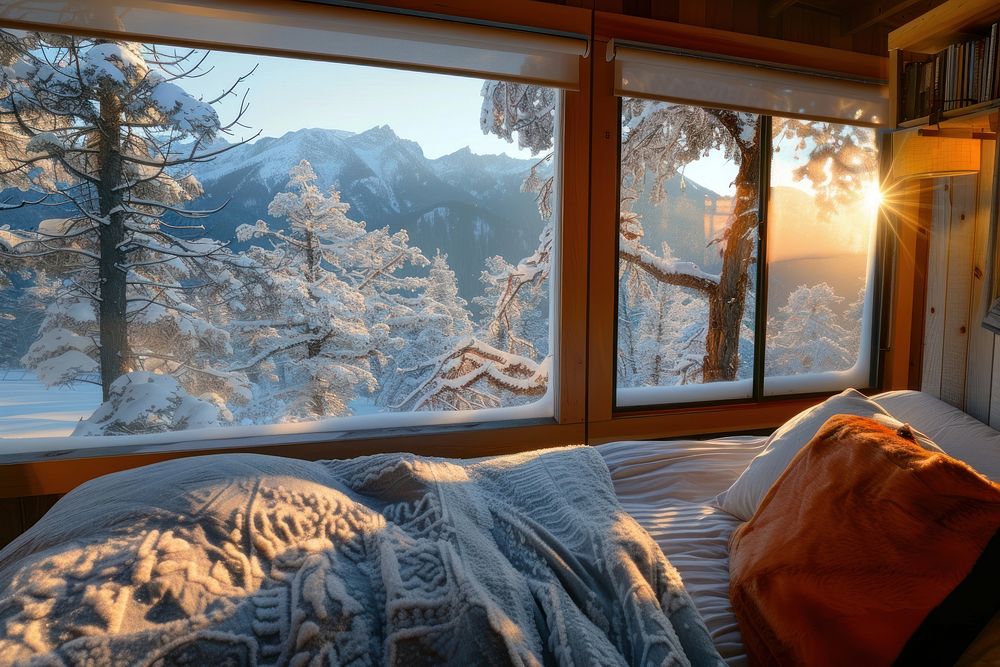 Snow mountain bedroom furniture nature.