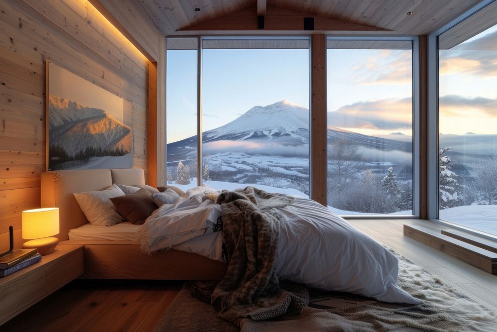 Snow mountain bedroom architecture furniture.