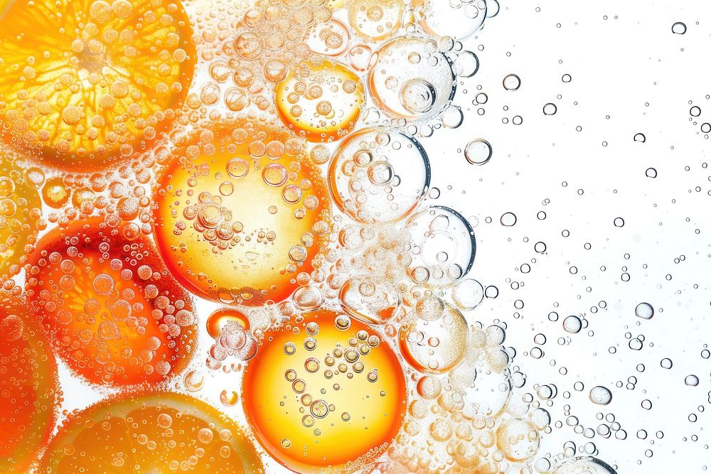 Orange fruits oil bubble backgrounds condensation transparent.