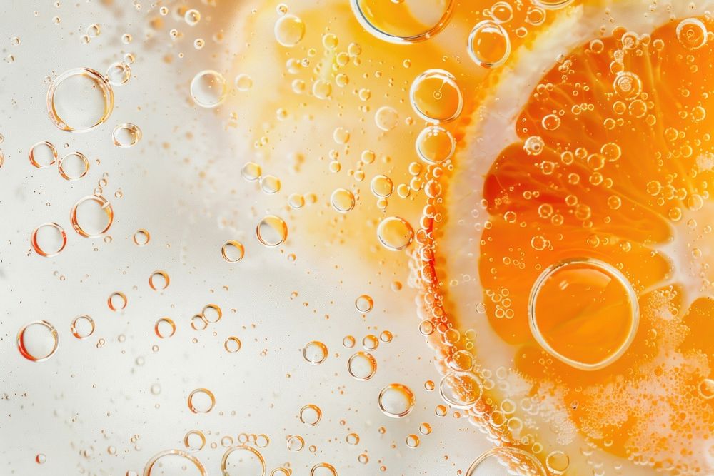 Orange fruits oil bubble backgrounds condensation transparent.