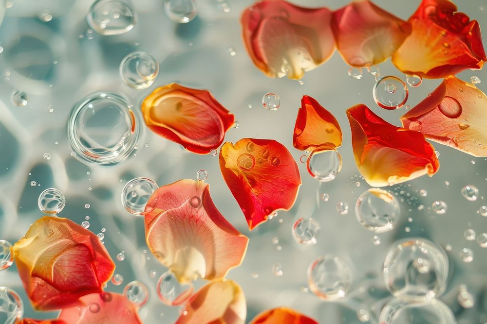 Rose petal oil bubble backgrounds leaf transparent.