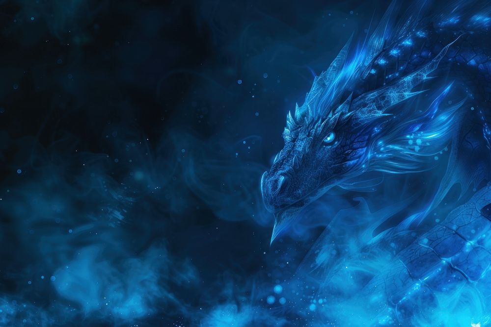 Bioluminescence dragon border background backgrounds blue darkness.