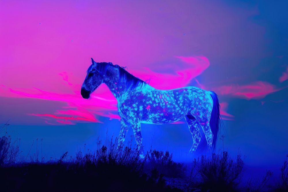 Bioluminescence horse border background outdoors animal mammal.