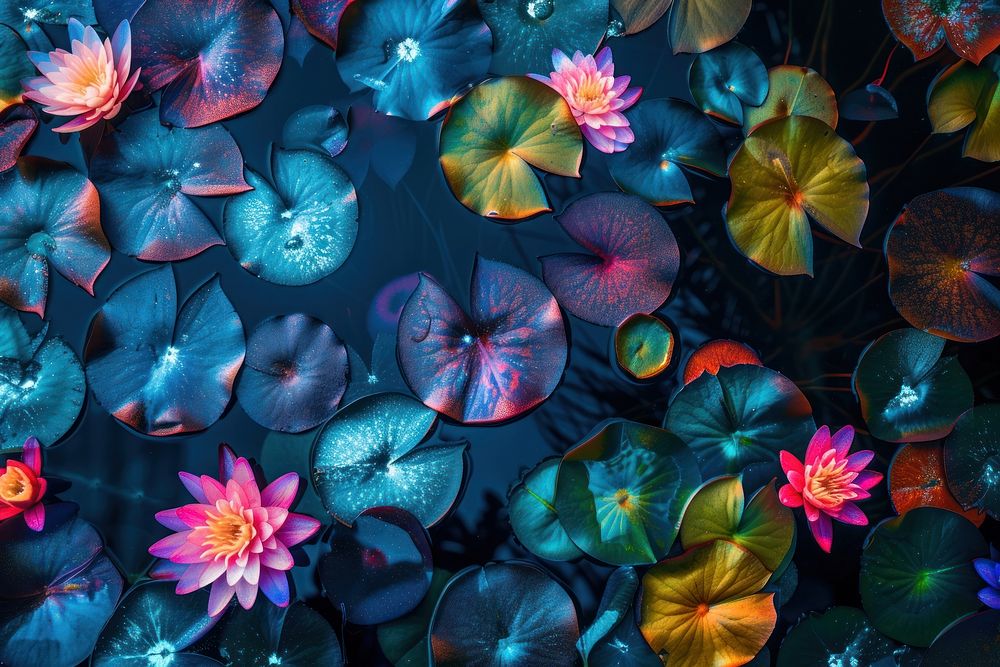 Bioluminescence water lily background backgrounds outdoors pattern.