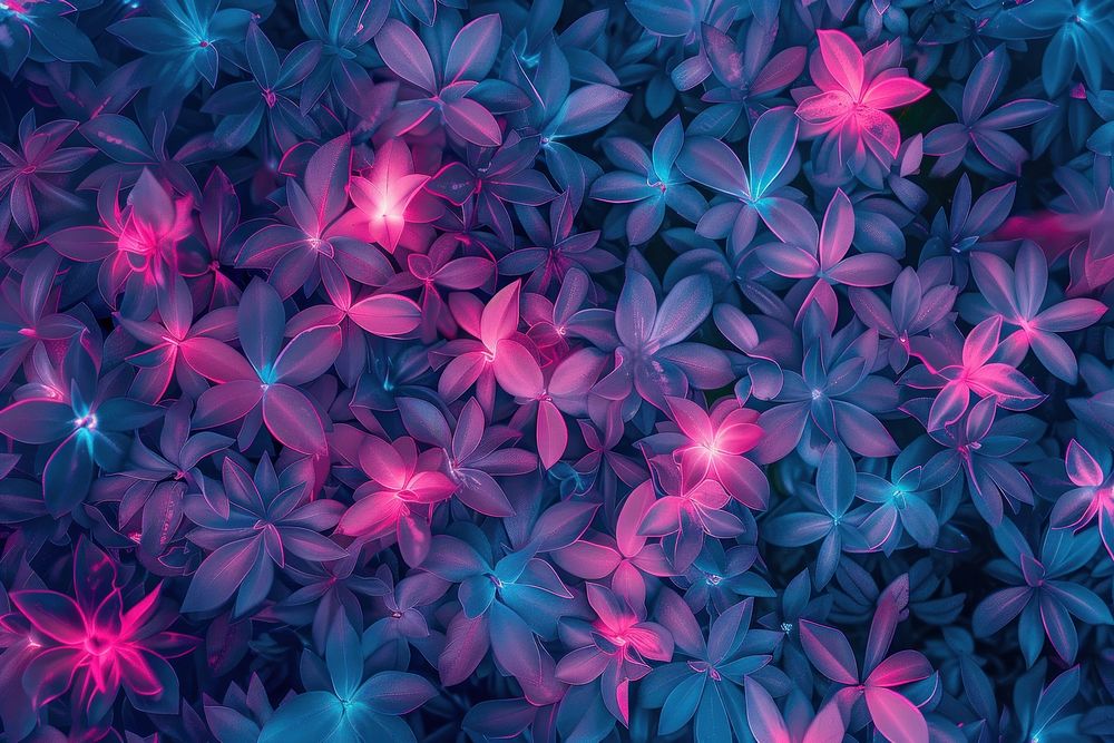Bioluminescence pink flowers background backgrounds pattern blue.