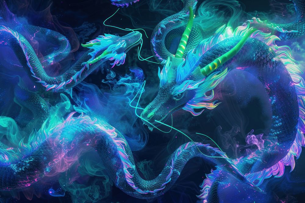 Bioluminescence dragon border background backgrounds pattern creativity.