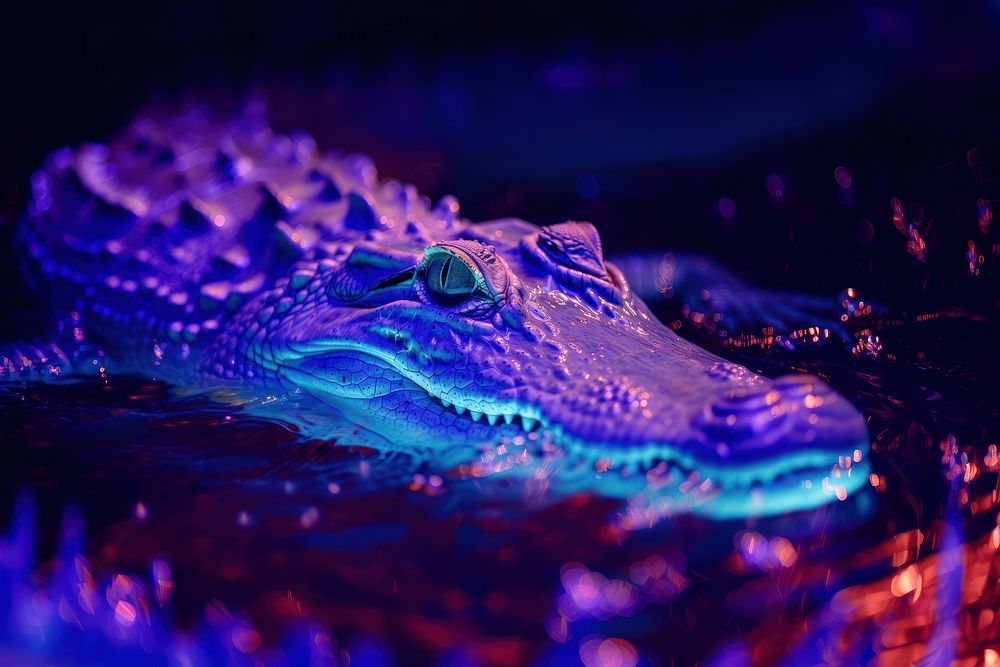 Bioluminescence crocodile background reptile animal underwater.