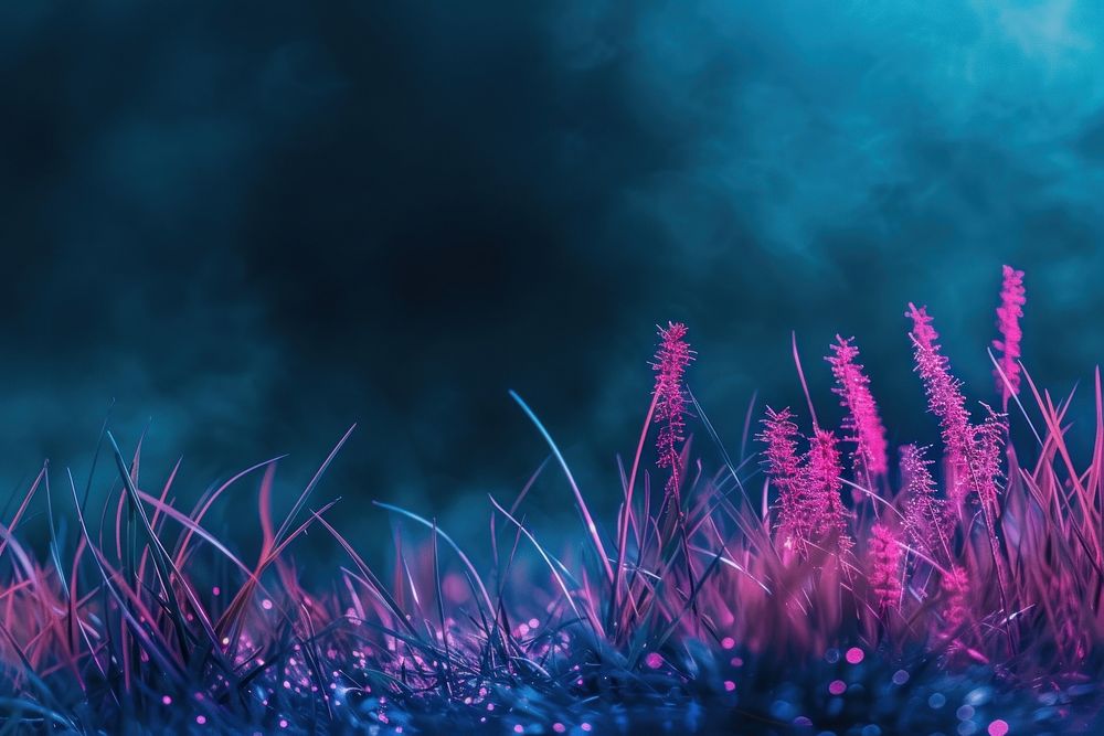 Bioluminescence grass border background outdoors nature vibrant color.