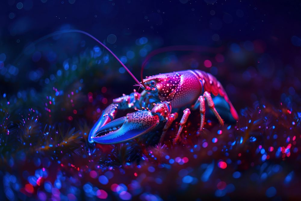 Bioluminescence lobster border background seafood animal invertebrate.