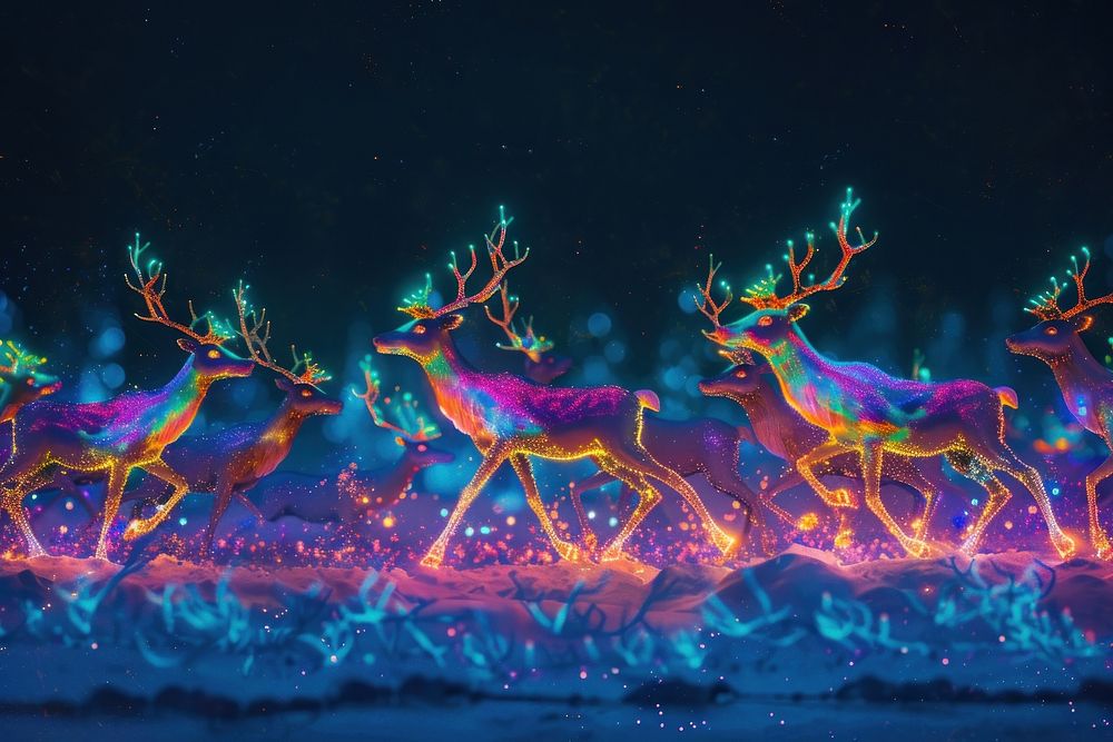 Bioluminescence reindeer border background outdoors animal mammal.