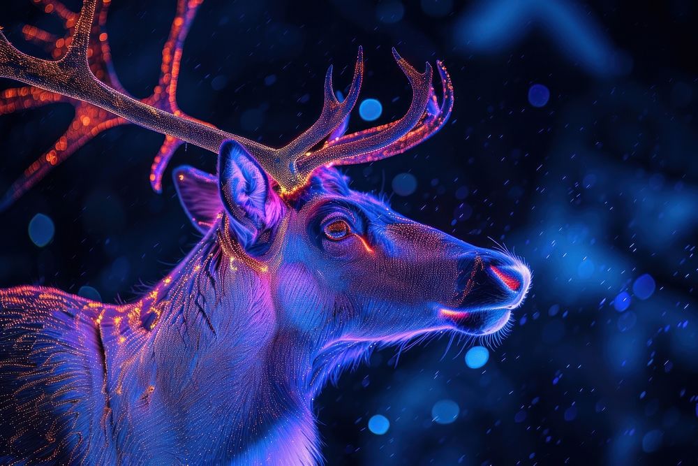 Bioluminescence reindeer border background wildlife animal mammal.