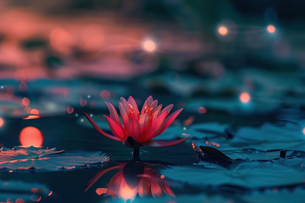 Bioluminescence water lily background outdoors nature flower.