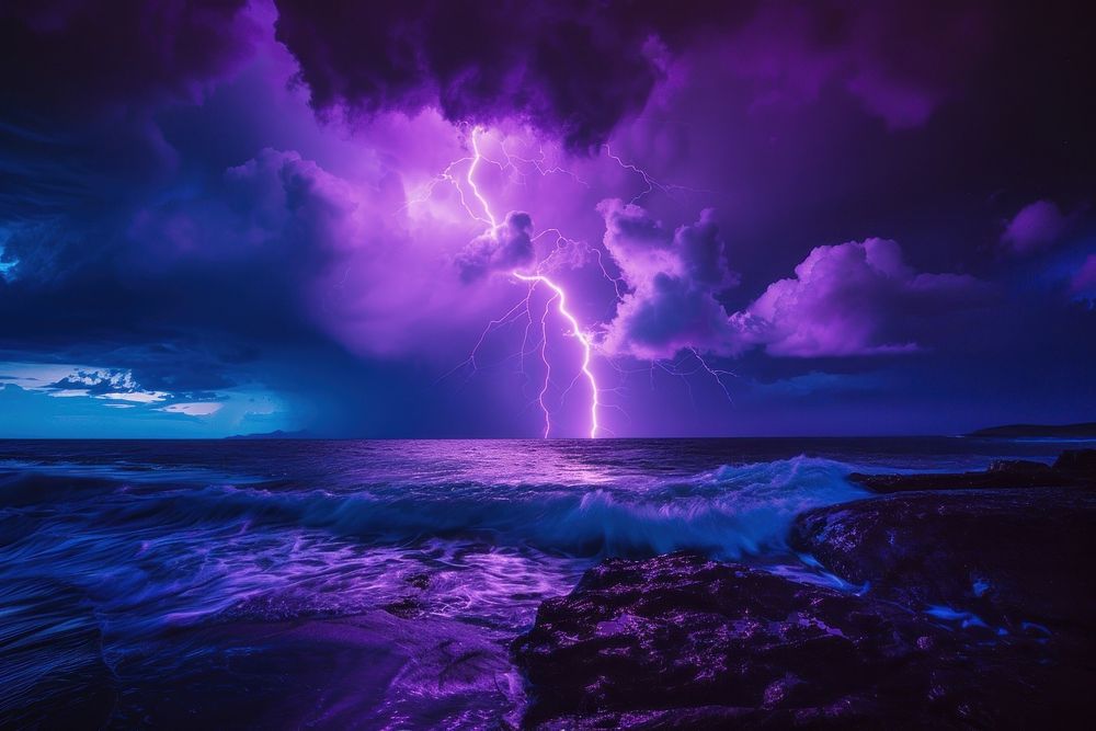 Bioluminescence thunder background thunderstorm lightning outdoors.