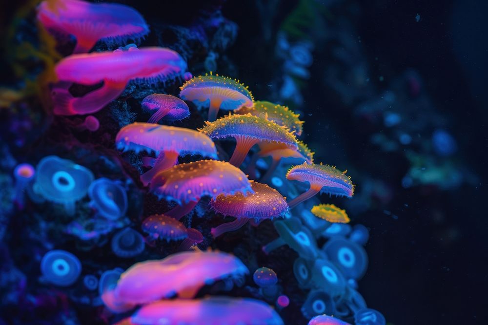 Bioluminescence underwater background outdoors animal nature.