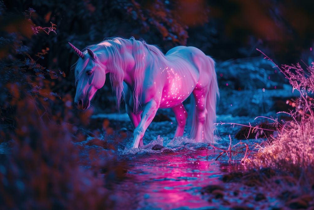 Bioluminescence unicorn background outdoors animal mammal.