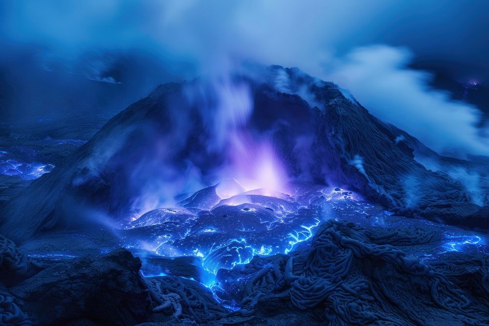 Bioluminescence volcano background mountain outdoors nature.