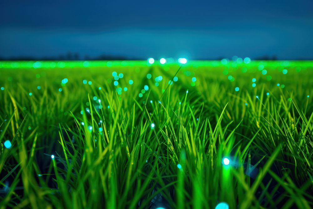 Bioluminescence rice field background light grassland outdoors.
