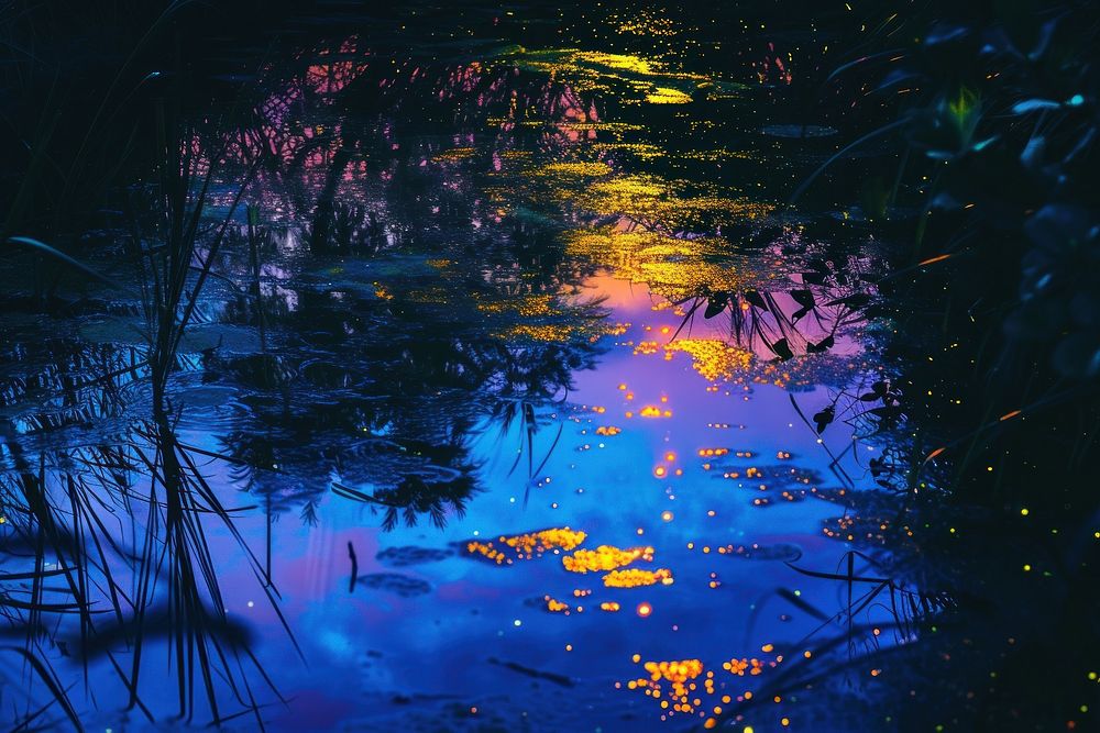 Bioluminescence swamp background outdoors nature plant.