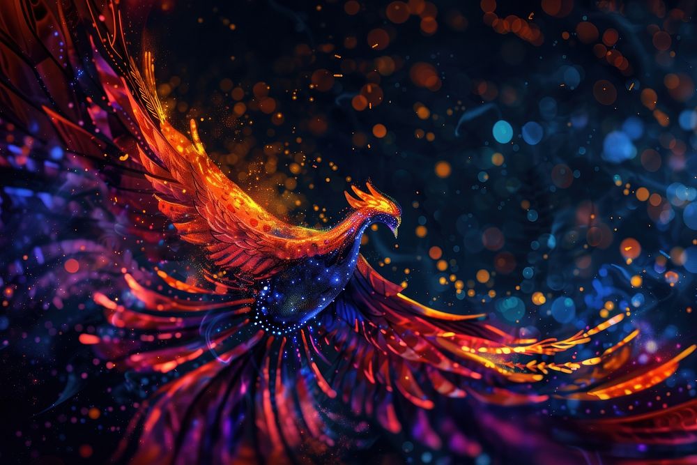 Bioluminescence phoenix background backgrounds pattern vibrant color.