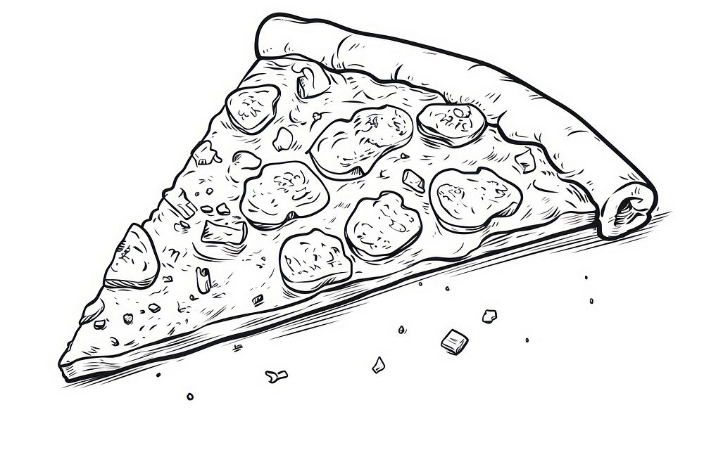 Pizza shape sketch drawing illustrated.