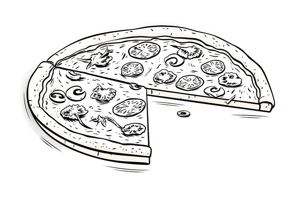 Pizza shape sketch drawing line.