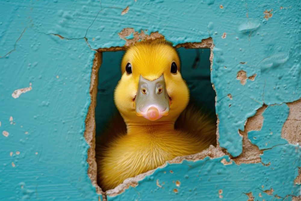 Talkative duck peeking out animal portrait bird.