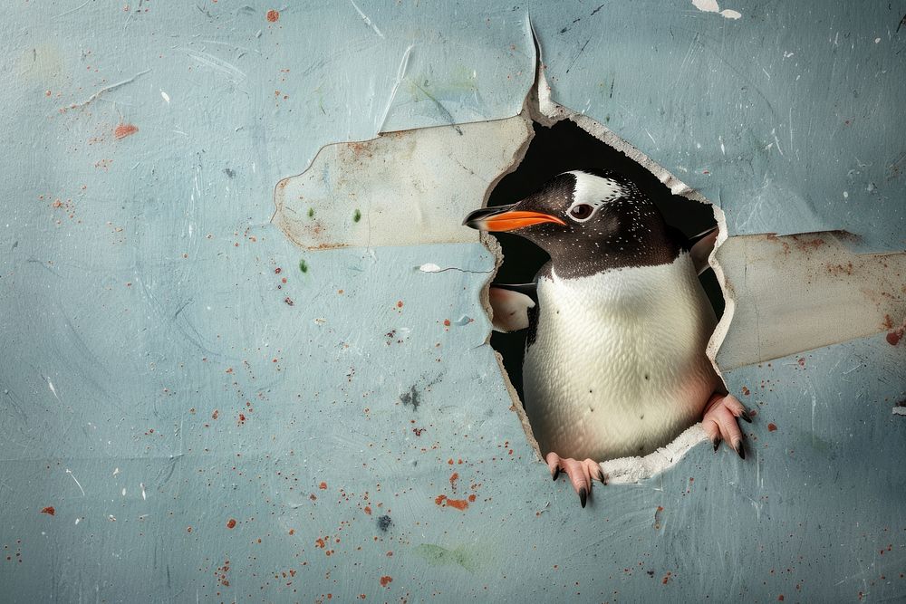 Penguin peeking animal bird wildlife. | Free Photo - rawpixel