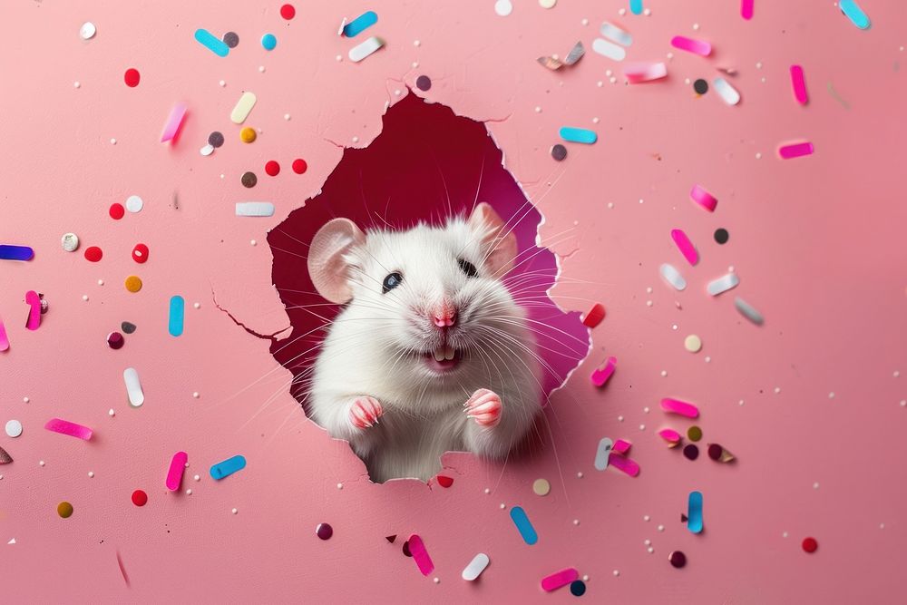 Mouse peeking out animal rat portrait.
