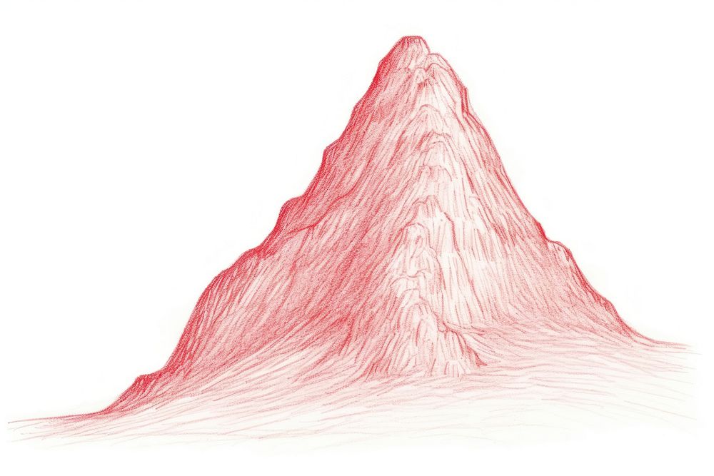Drawing mountain nature sketch red.