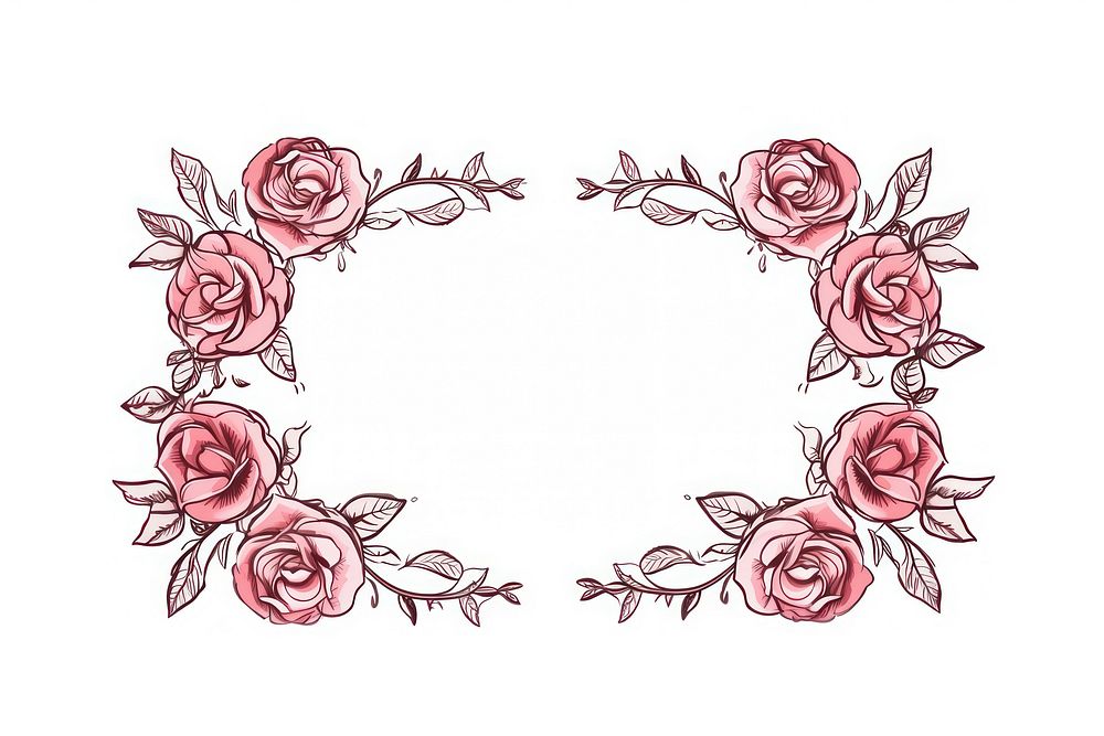 Rose frame pattern flower sketch.