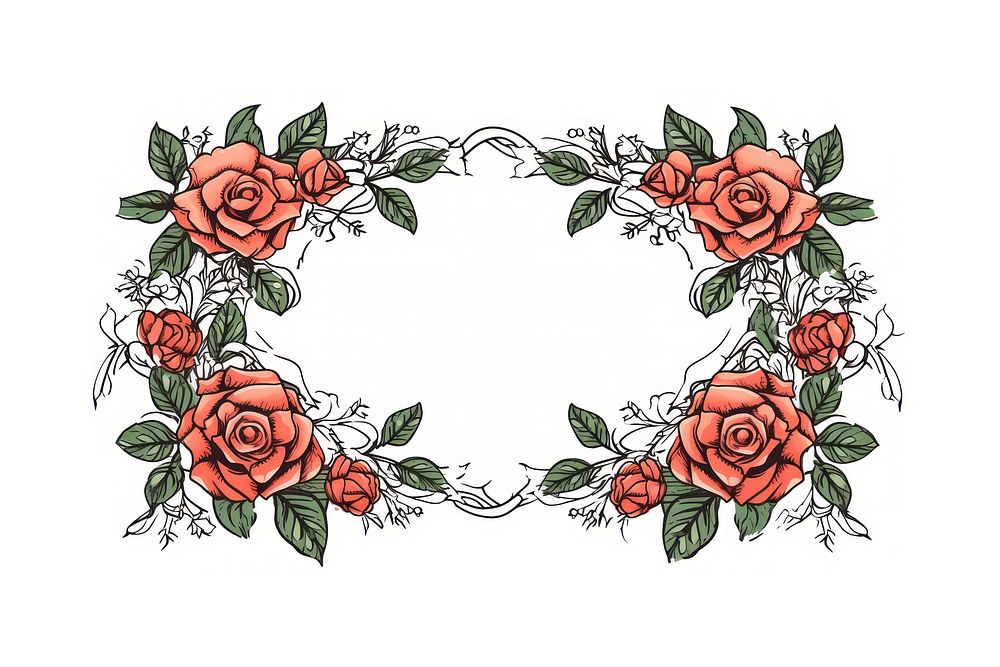 Rose frame pattern flower sketch.