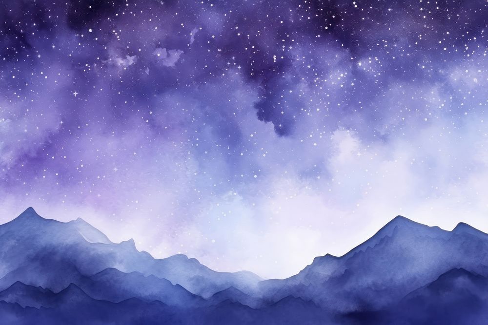 Mountain in Galaxy Watercolor space backgrounds landscape.