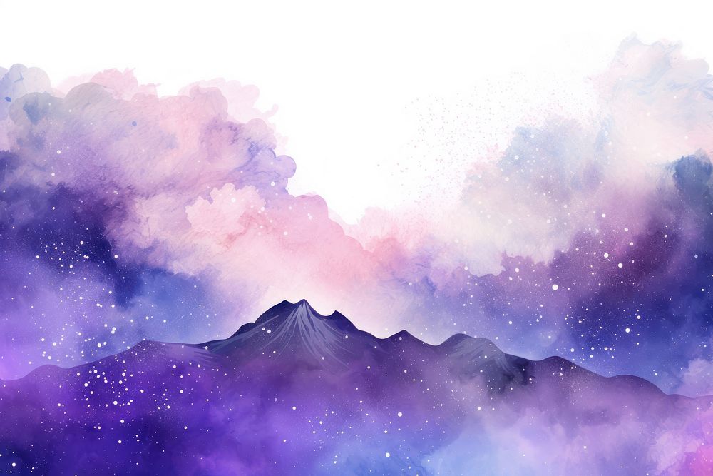 Mountain in Galaxy Watercolor mountain backgrounds outdoors.