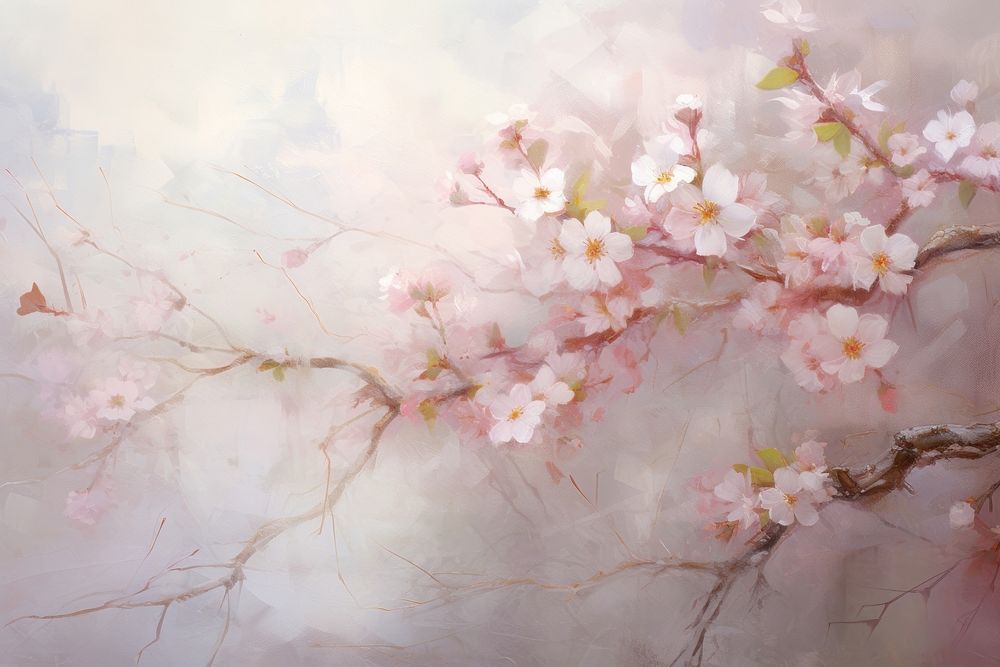 PNG Soft cherry blossom background backgrounds painting flower.