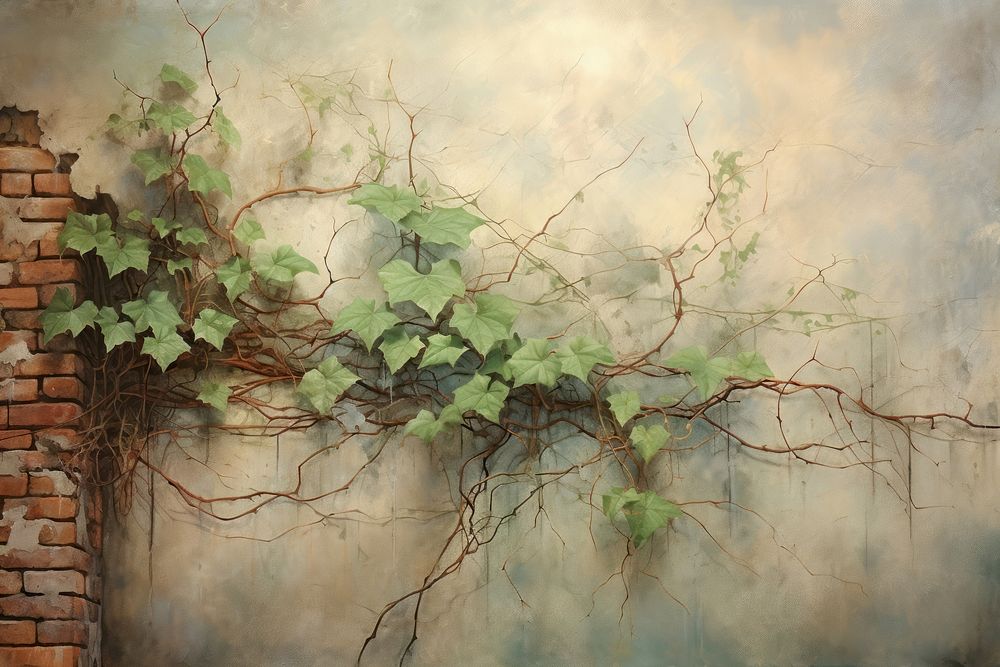 Ivy tendrils background painting plant.