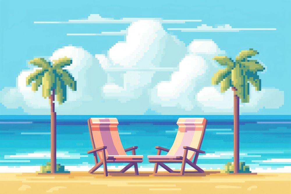 Beach pixel furniture outdoors summer.