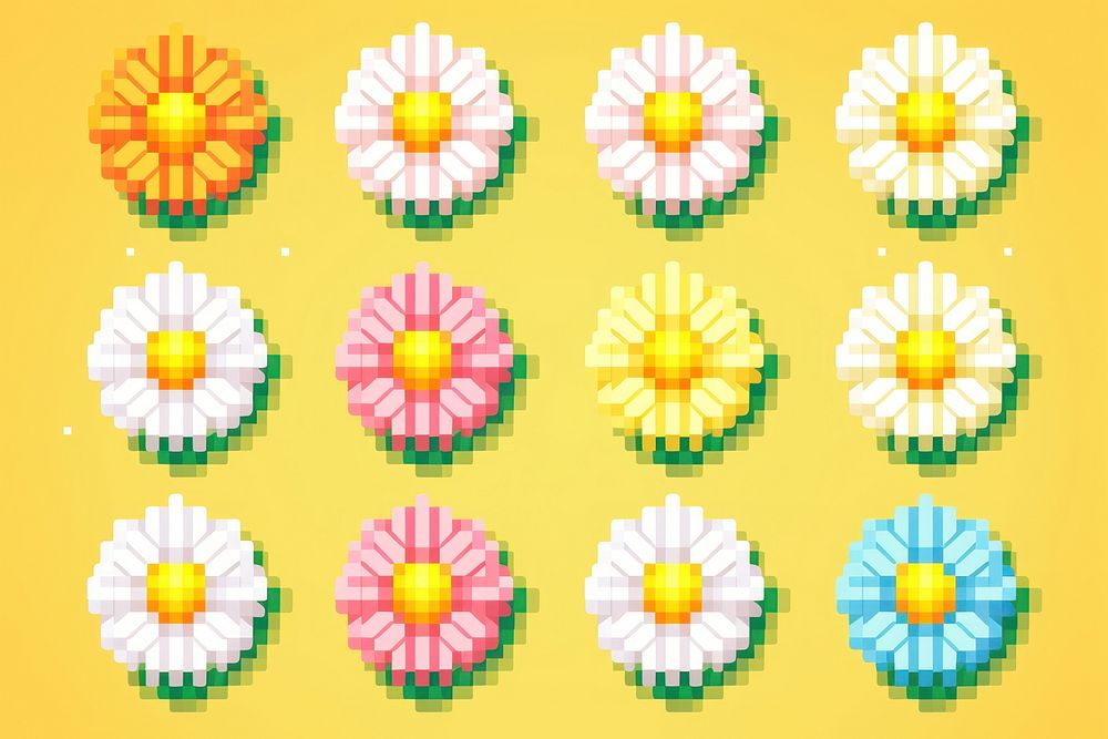 Daisy pixel graphics pattern flower.