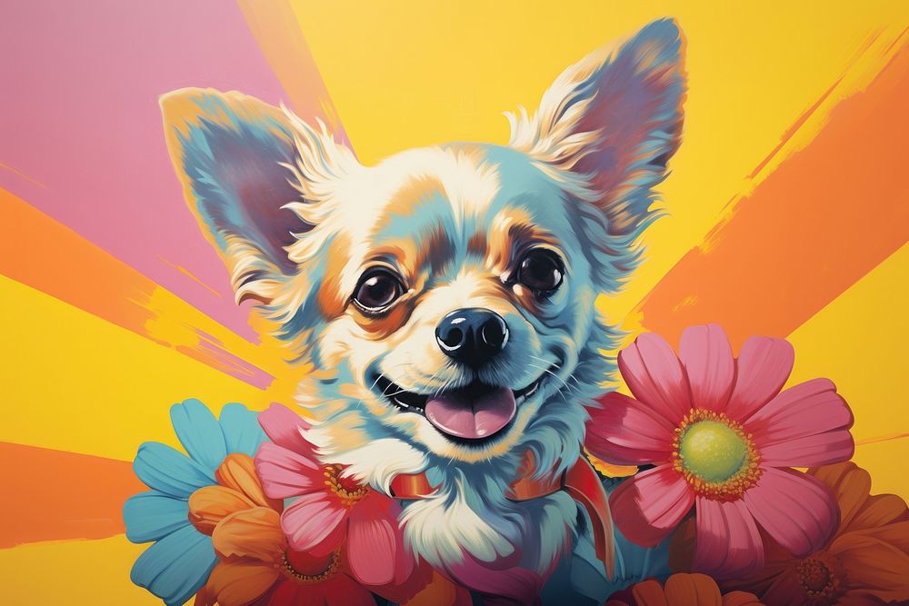 Dog with flower art mammal animal.
