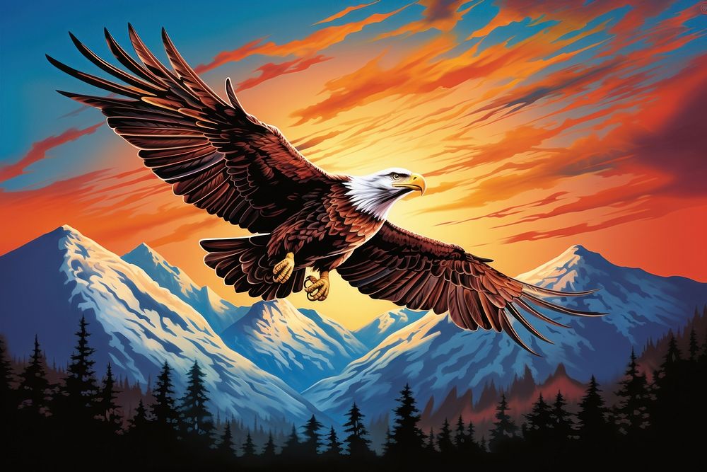 Eagle flying sky landscape outdoors nature animal.