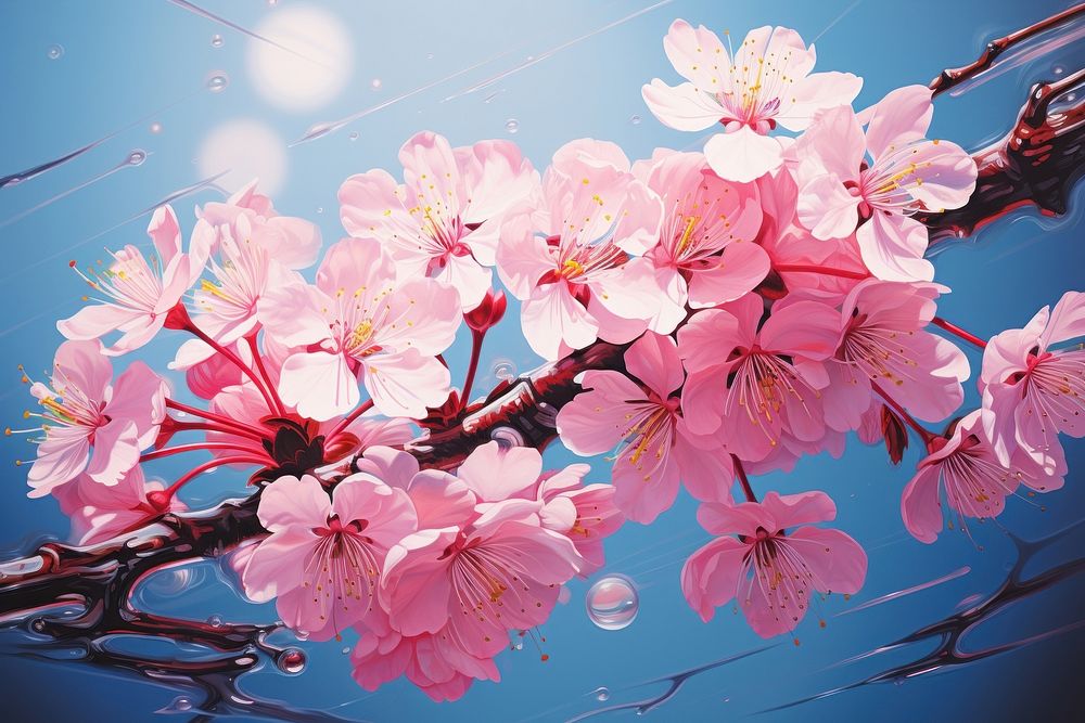 Flying sakura petals outdoors blossom flower.
