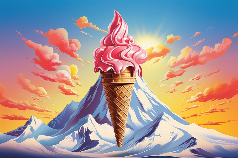 Ice cream mountain outdoors dessert food.