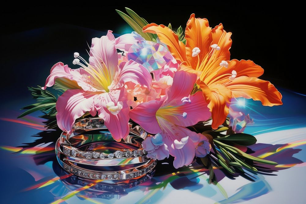 Jewelry with flowers wedding petal plant.
