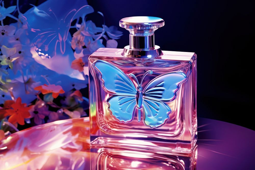 Perfume bottle with butterflies container fragility butterfly.