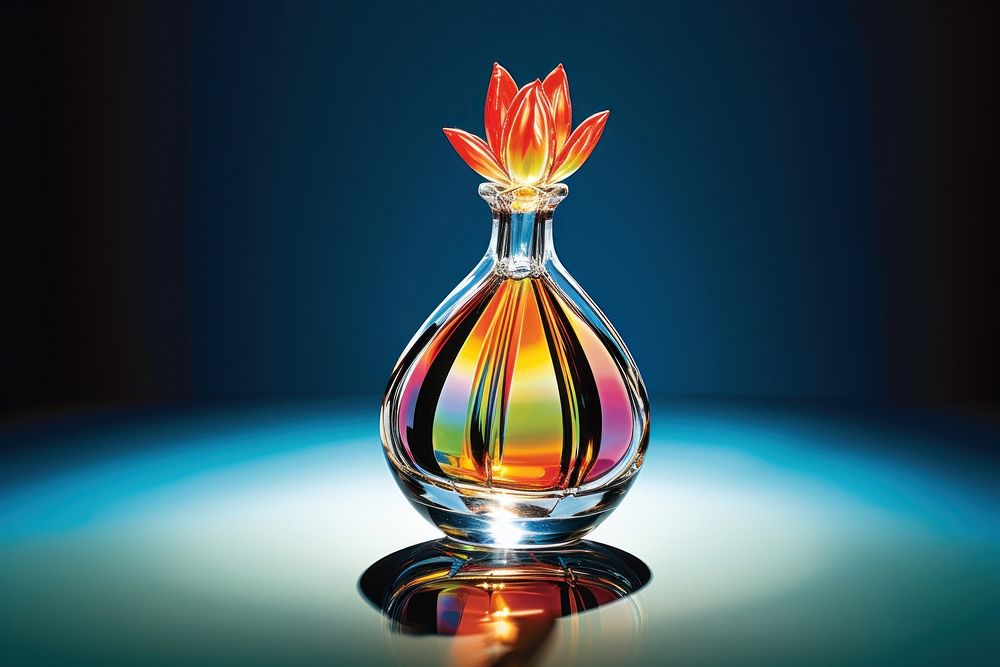 Perfume bottle with tulip light creativity fragility.