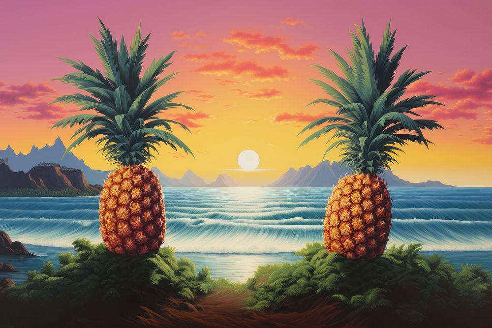 Pineapple and beach landscape outdoors nature plant.